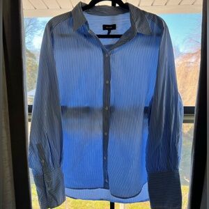 ME+EM Blue and White Striped Women’s Dress Shirt